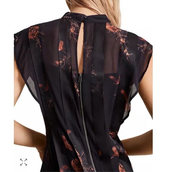 ALLSAINTS Fleur Aurora Dress Size USA 2 Asymmetric hem Cap sleeves Round neck - Picture 4 of 13